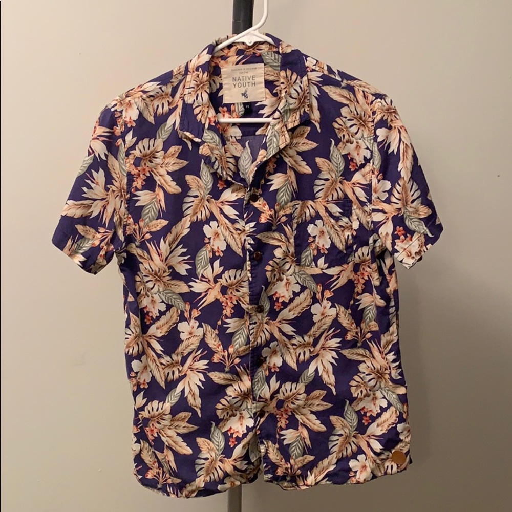 Native Youth Floral Print Button Down